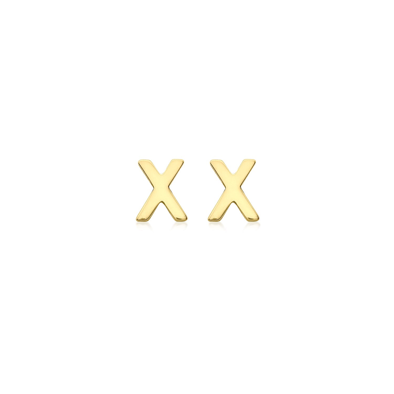 9K Yellow Gold Mini Initial Stud Earrings — X